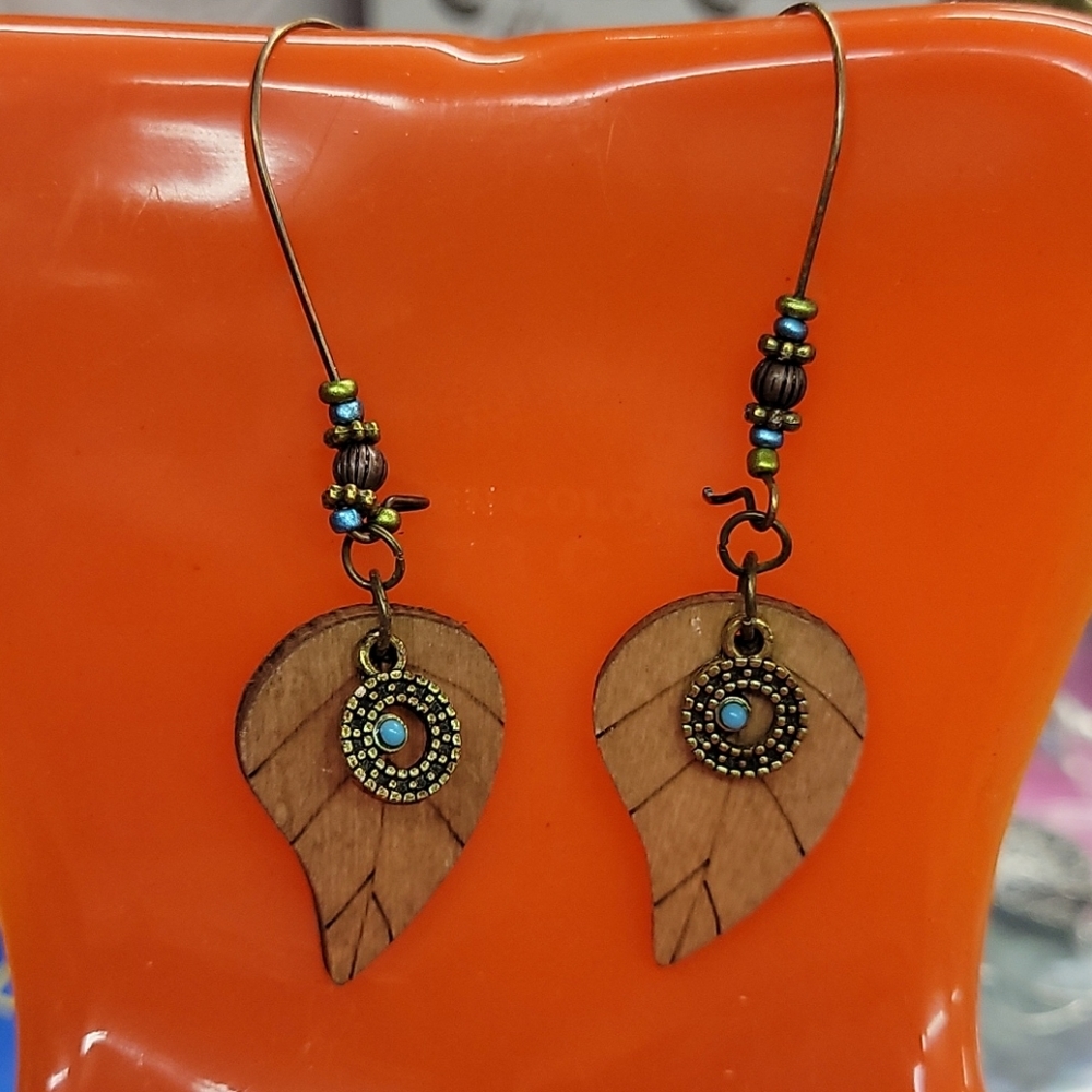 Antique Gold Tone Beaded Earrings 15$